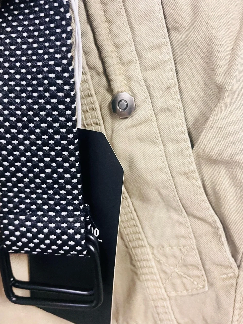 Khaki Cargo Shorts with Contrast Web Belt
